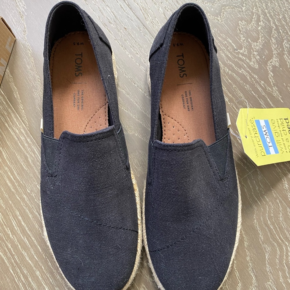 Toms Redondo black native woven rope slip-ons